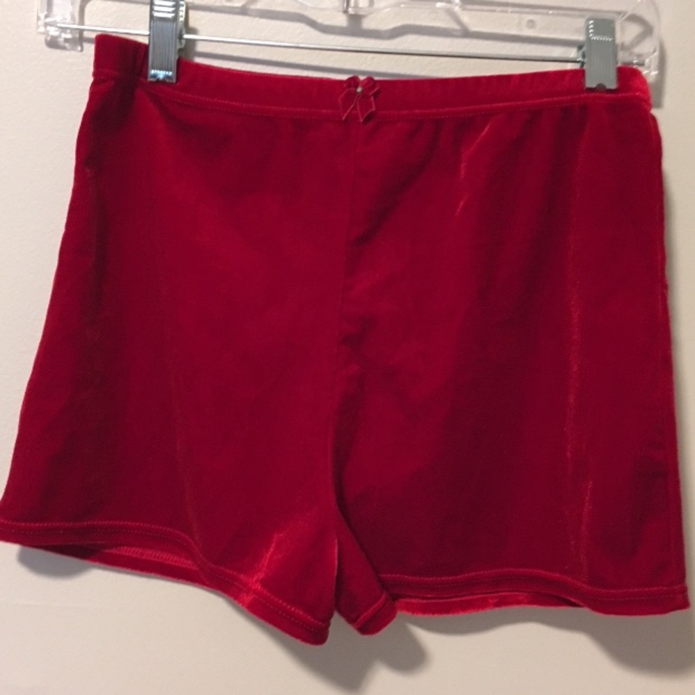 Vintage Red Velvet Lingerie Shorts with Bow